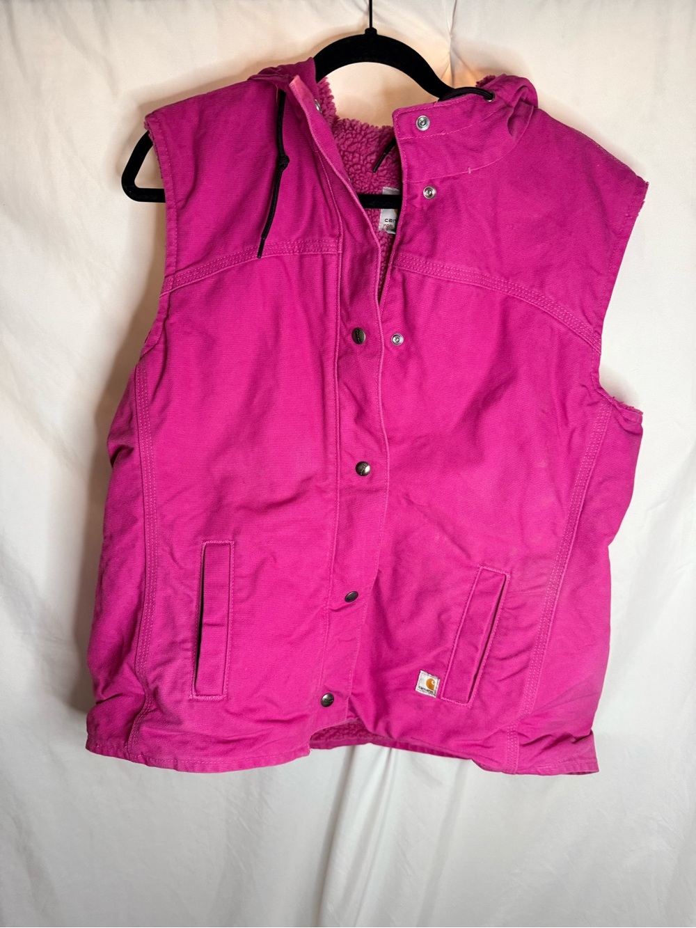Carhartt Women's Hot Pink Sherpa Hooded Vest